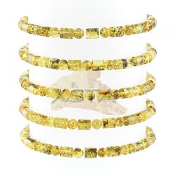 Light green Barrels round amber bracelet